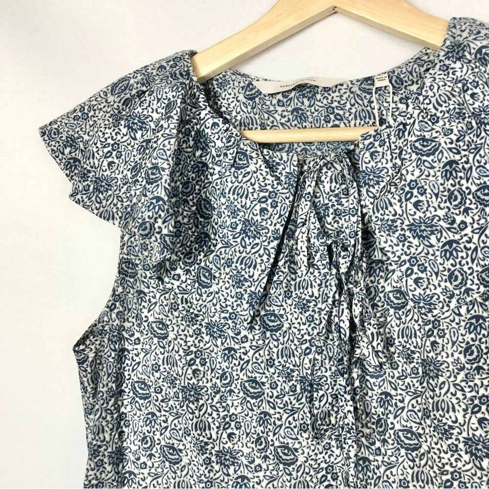 Rebecca Taylor‎ Blue & White Vine Printed Mini Dress M